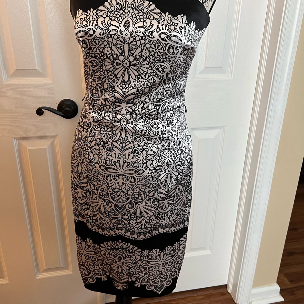 Elegant Black and White Patterned Dress